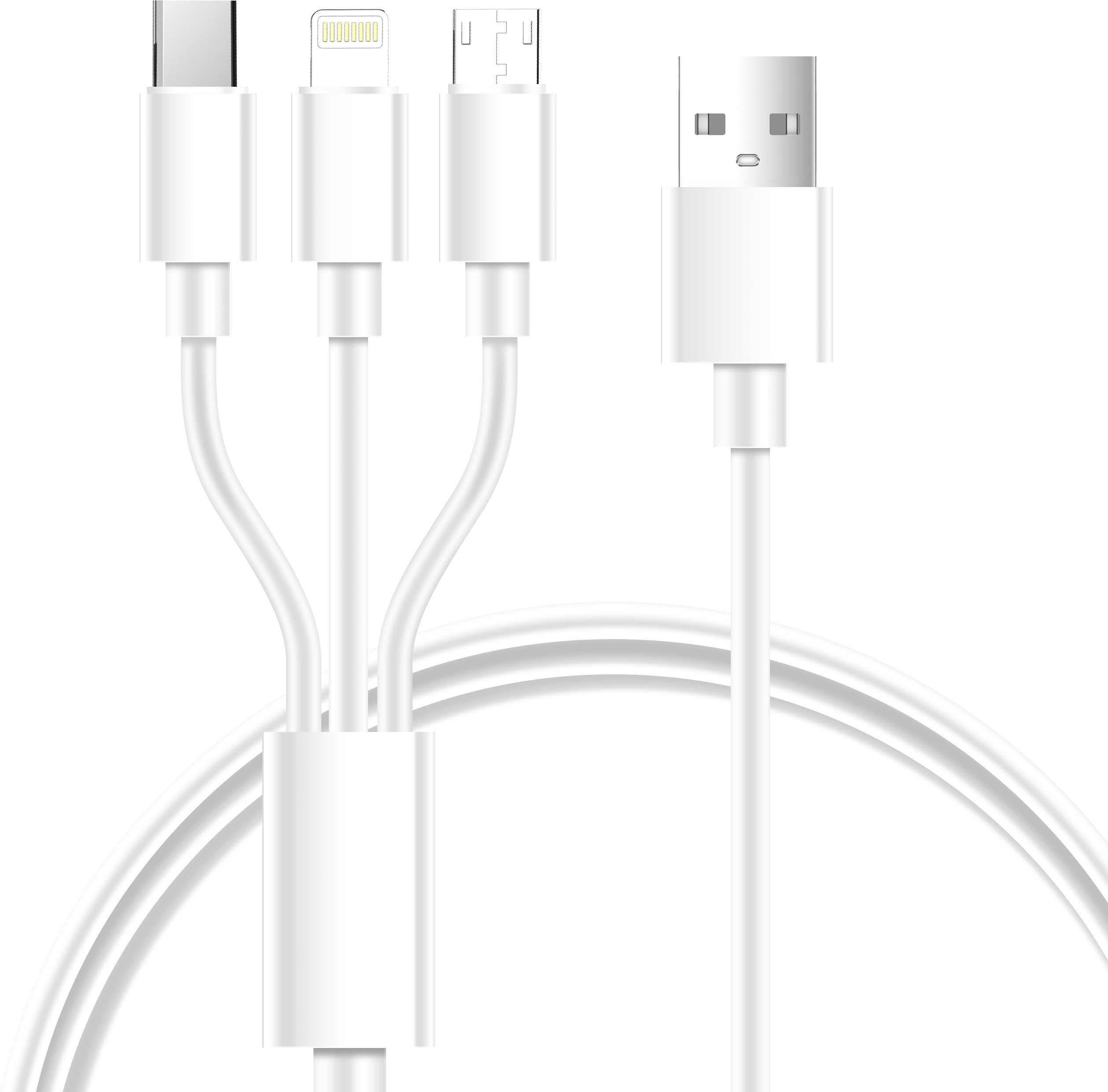 Bestor USB Type C Cable 2 A 1.2 m Multi Charging Cable 4ft 3 in 1 Nylon Braided Multiple Fast for Android, iOS and Devices USB Port Connectors Tablets And More  (Compatible with SMART PHONE, IOS, ANDROID, Red, One Cable)