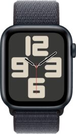 Apple Watch SE 2 GPS 44mm (2nd Gen) Midnight Aluminium with Ink Sport Loop  (Ink Strap, Free Size)