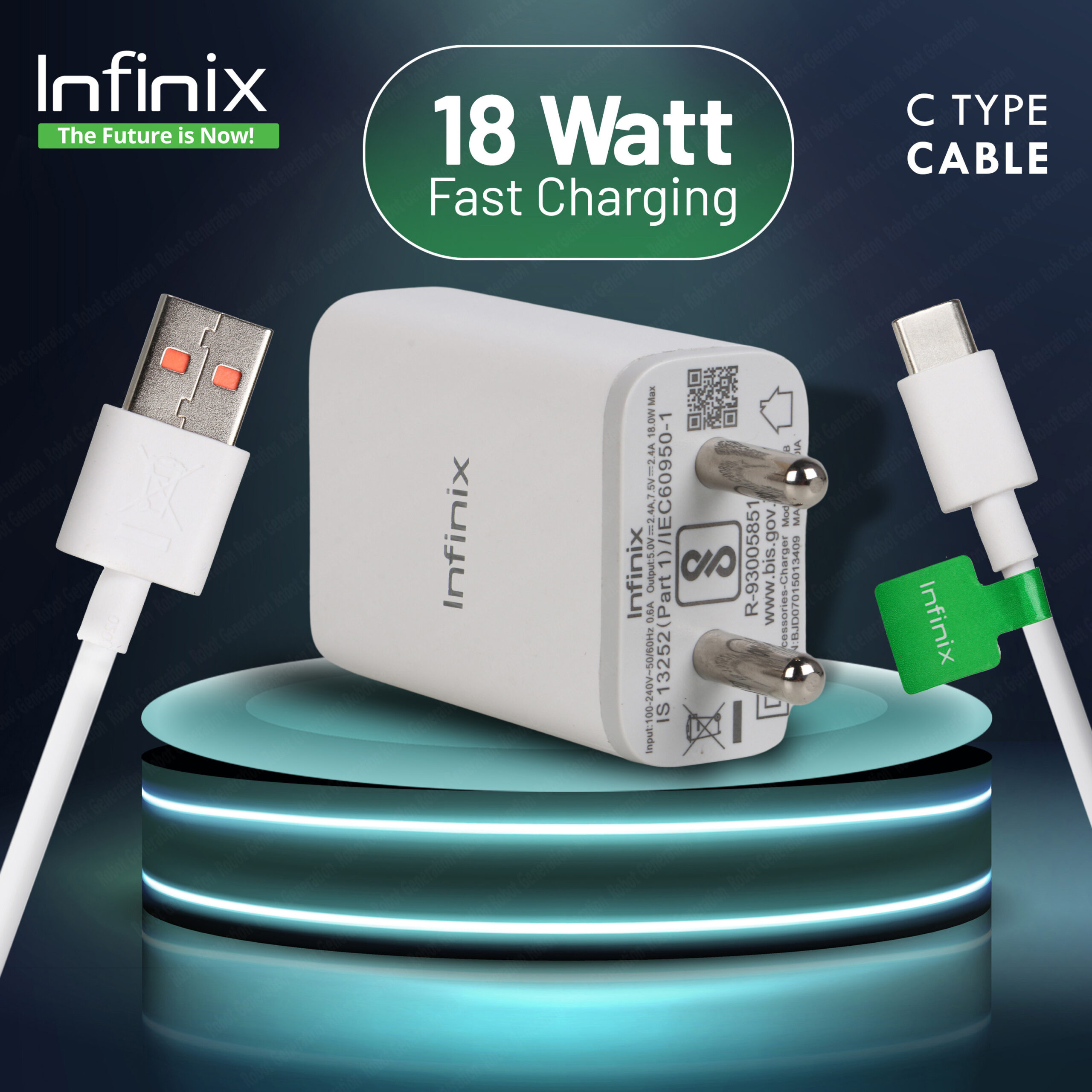 u180xib-infinix-original-imagxd8bradcfz7g-scaled-1.jpeg Infinix 18 W Quick Charge 2 A Wall Charger for Mobile (White, C-Type, Cable Included) - Image 1